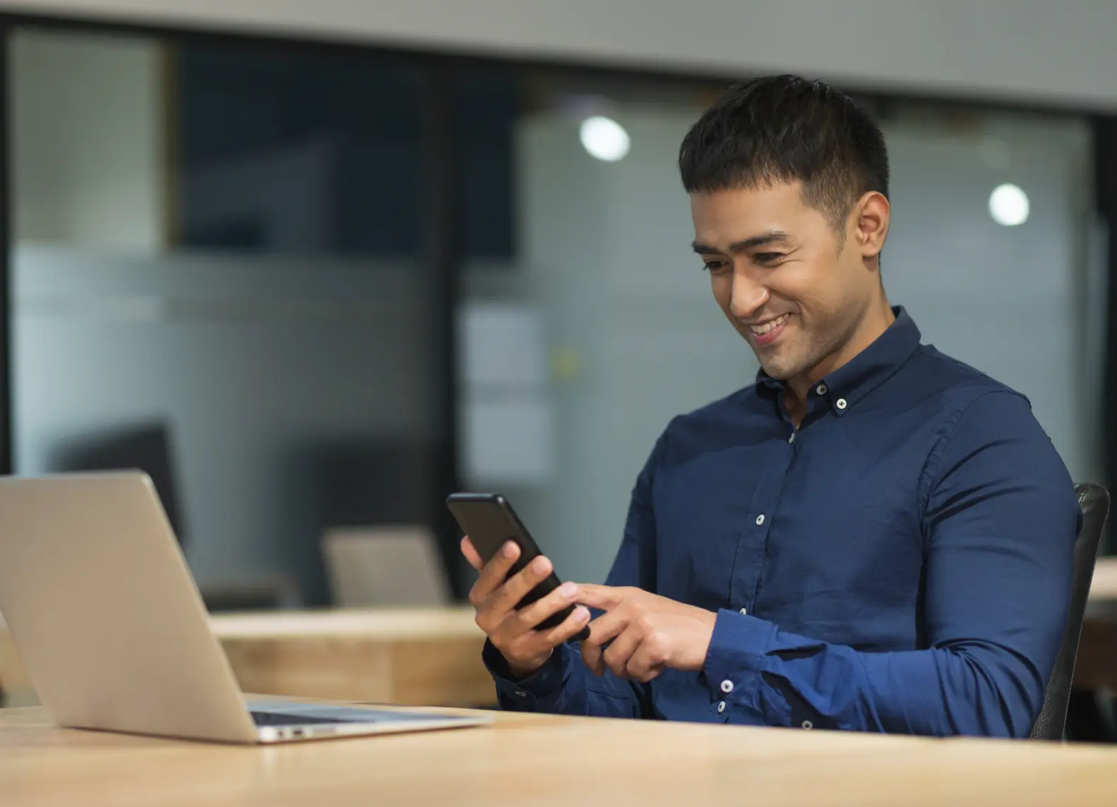 Man using mobile device